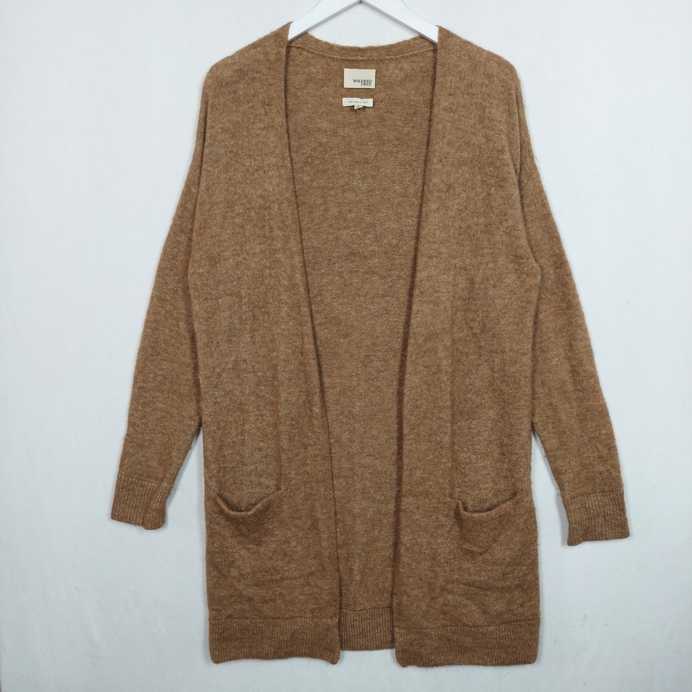 Wilfred Free Rourke Cardigan Brown Alpaca Wool Blend Open Front Sweater Small